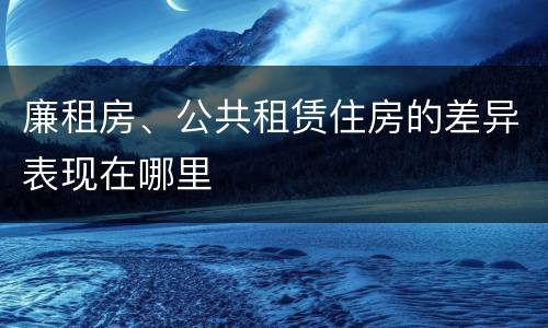 廉租房、公共租赁住房的差异表现在哪里