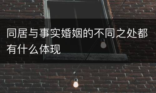 同居与事实婚姻的不同之处都有什么体现