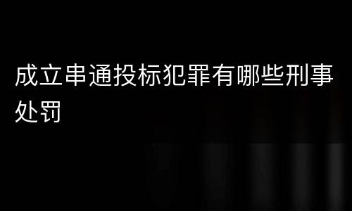 成立串通投标犯罪有哪些刑事处罚