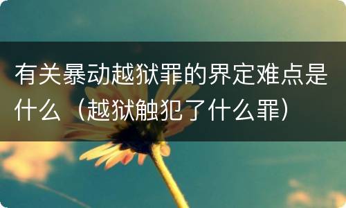 有关暴动越狱罪的界定难点是什么（越狱触犯了什么罪）