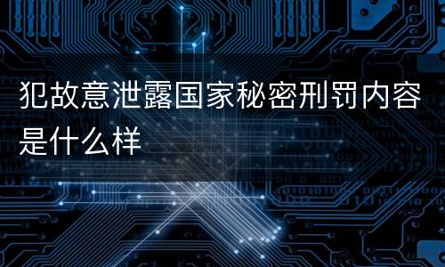 犯故意泄露国家秘密刑罚内容是什么样