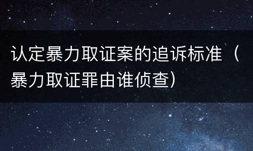 认定暴力取证案的追诉标准（暴力取证罪由谁侦查）