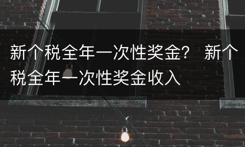 新个税全年一次性奖金？ 新个税全年一次性奖金收入