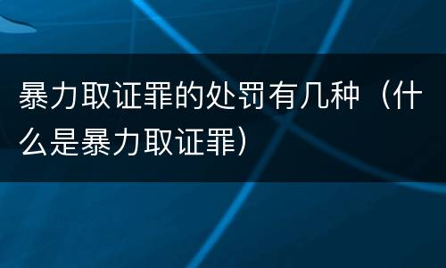 暴力取证罪的处罚有几种（什么是暴力取证罪）