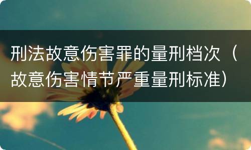 刑法故意伤害罪的量刑档次（故意伤害情节严重量刑标准）