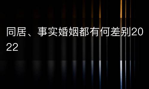 同居、事实婚姻都有何差别2022
