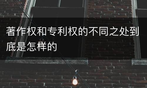 著作权和专利权的不同之处到底是怎样的