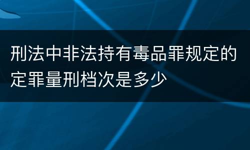刑法中非法持有毒品罪规定的定罪量刑档次是多少