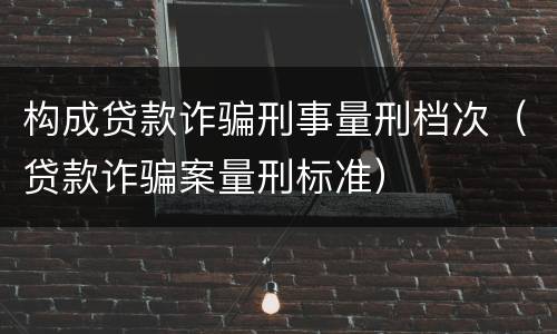 构成贷款诈骗刑事量刑档次（贷款诈骗案量刑标准）