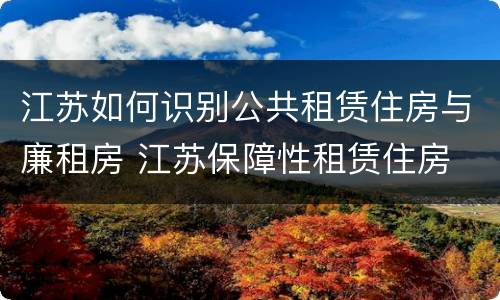江苏如何识别公共租赁住房与廉租房 江苏保障性租赁住房