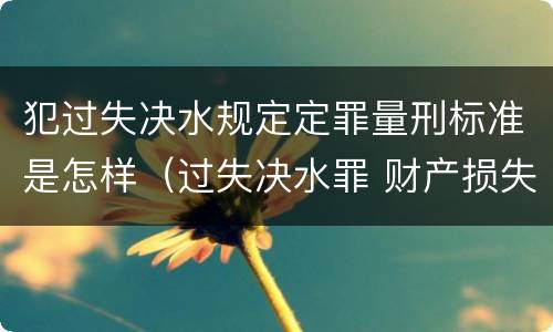 犯过失决水规定定罪量刑标准是怎样（过失决水罪 财产损失标准）