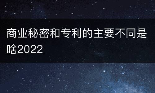 商业秘密和专利的主要不同是啥2022