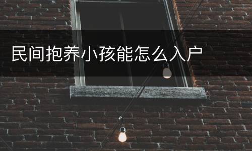 民间抱养小孩能怎么入户