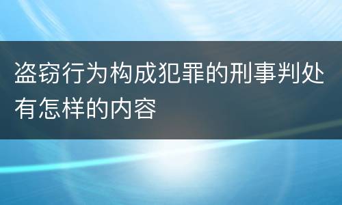 盗窃行为构成犯罪的刑事判处有怎样的内容
