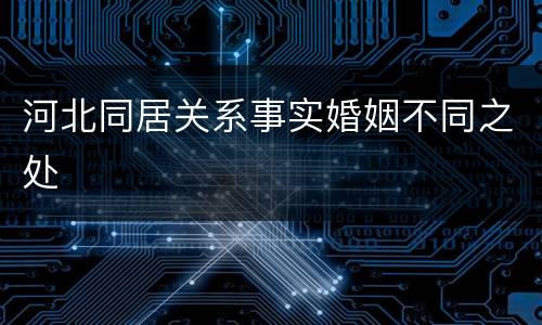 河北同居关系事实婚姻不同之处