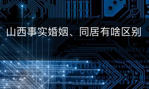 山西事实婚姻、同居有啥区别