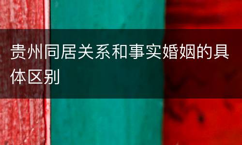 贵州同居关系和事实婚姻的具体区别