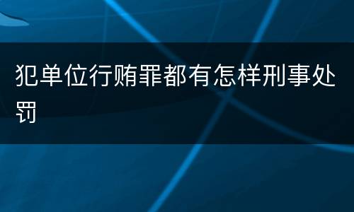 犯单位行贿罪都有怎样刑事处罚