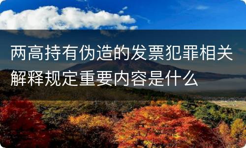 两高持有伪造的发票犯罪相关解释规定重要内容是什么