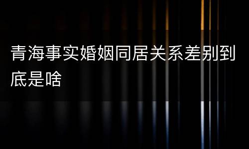 青海事实婚姻同居关系差别到底是啥