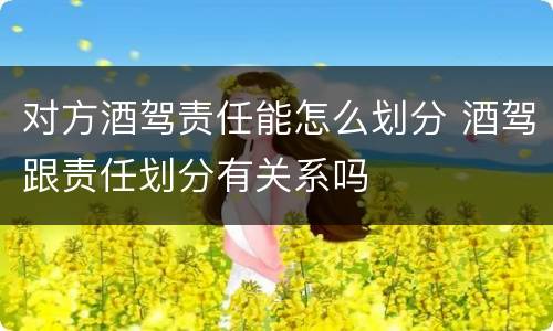 对方酒驾责任能怎么划分 酒驾跟责任划分有关系吗