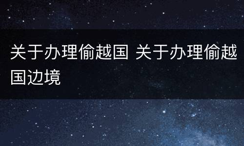 关于办理偷越国 关于办理偷越国边境
