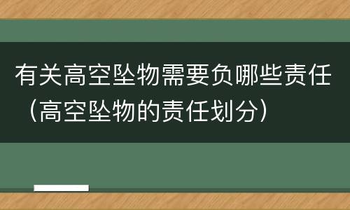 有关高空坠物需要负哪些责任（高空坠物的责任划分）
