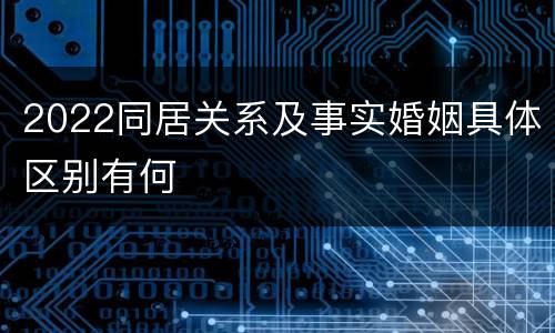 2022同居关系及事实婚姻具体区别有何