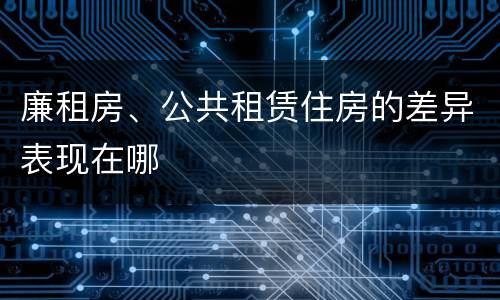 廉租房、公共租赁住房的差异表现在哪