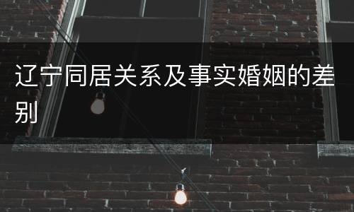 辽宁同居关系及事实婚姻的差别