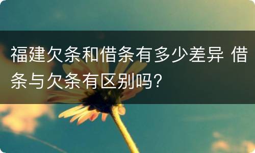 福建欠条和借条有多少差异 借条与欠条有区别吗?