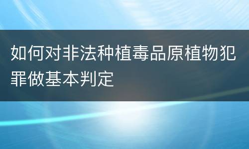 如何对非法种植毒品原植物犯罪做基本判定