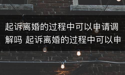 起诉离婚的过程中可以申请调解吗 起诉离婚的过程中可以申请调解吗
