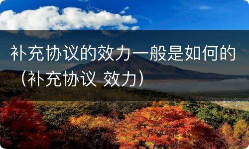 补充协议的效力一般是如何的（补充协议 效力）