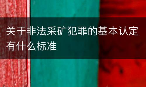 关于非法采矿犯罪的基本认定有什么标准