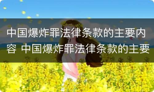 中国爆炸罪法律条款的主要内容 中国爆炸罪法律条款的主要内容包括