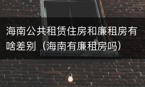 海南公共租赁住房和廉租房有啥差别（海南有廉租房吗）