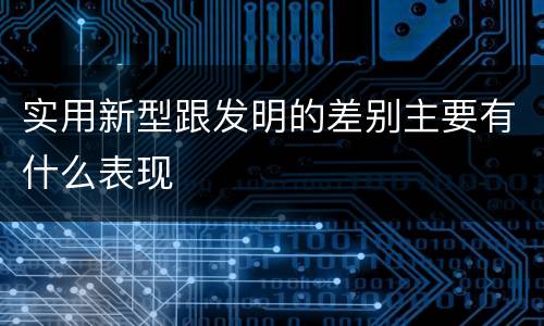 实用新型跟发明的差别主要有什么表现