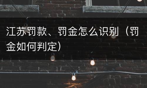 江苏罚款、罚金怎么识别（罚金如何判定）