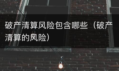 破产清算风险包含哪些（破产清算的风险）