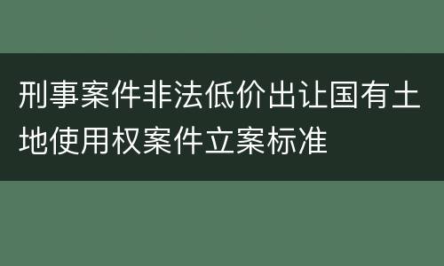刑事案件非法低价出让国有土地使用权案件立案标准