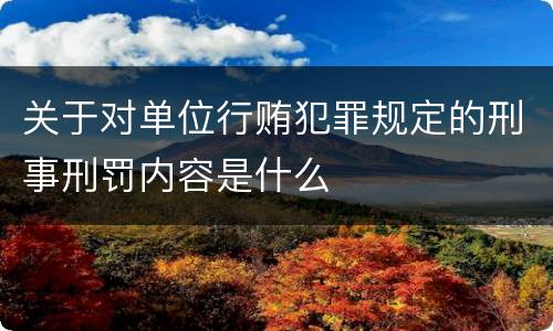 关于对单位行贿犯罪规定的刑事刑罚内容是什么