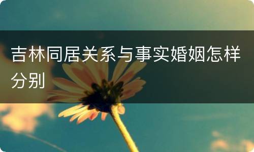 吉林同居关系与事实婚姻怎样分别