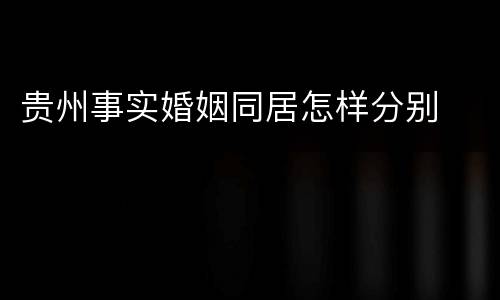 贵州事实婚姻同居怎样分别