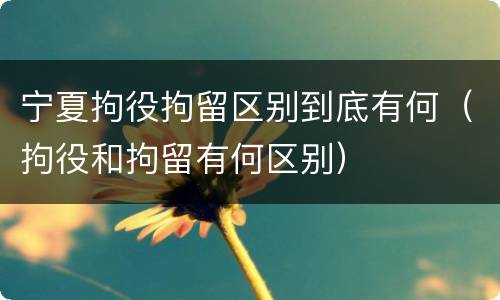 宁夏拘役拘留区别到底有何（拘役和拘留有何区别）