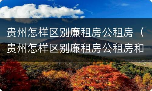 贵州怎样区别廉租房公租房（贵州怎样区别廉租房公租房和私租房）