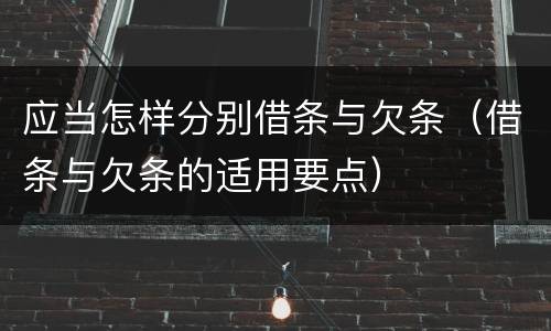 应当怎样分别借条与欠条（借条与欠条的适用要点）