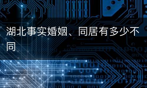 湖北事实婚姻、同居有多少不同