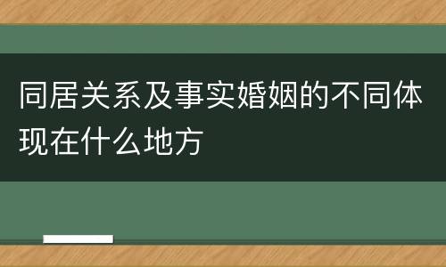 同居关系及事实婚姻的不同体现在什么地方