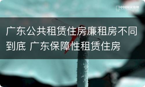 广东公共租赁住房廉租房不同到底 广东保障性租赁住房